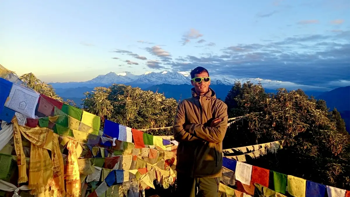 Annapurna and Dhailagiri Himalaya view from Poon Hill in spring season in Nepal