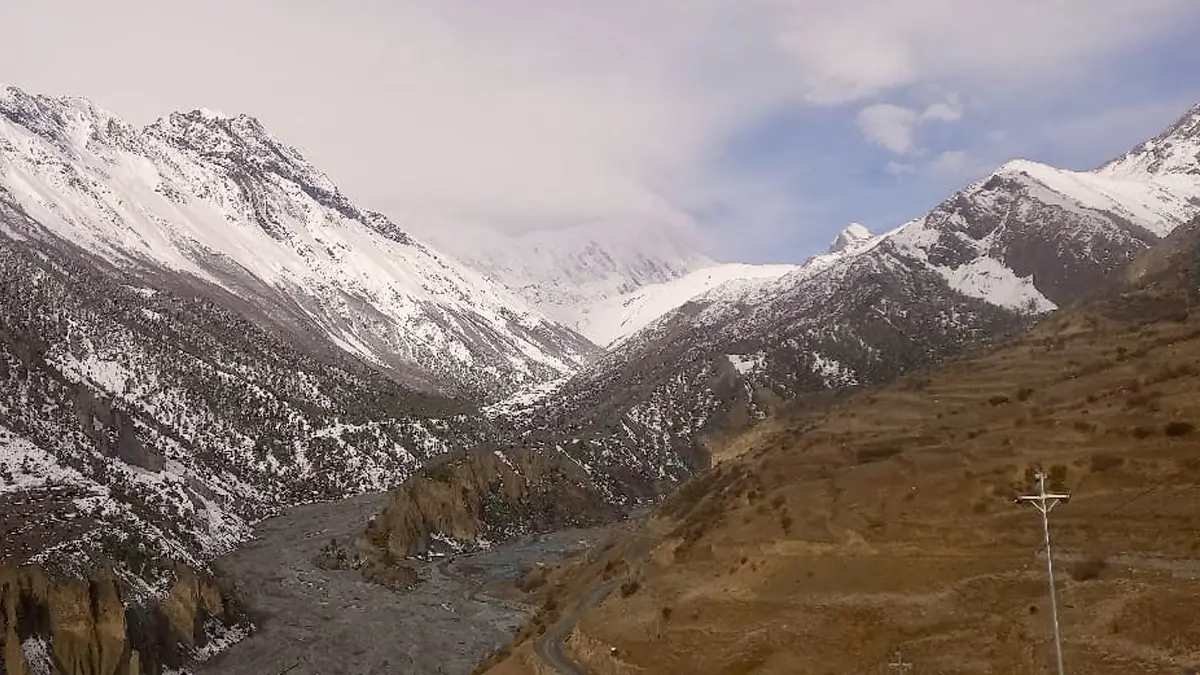Himalaya view along the Annapurna circuit trail near by the Manang Nepal