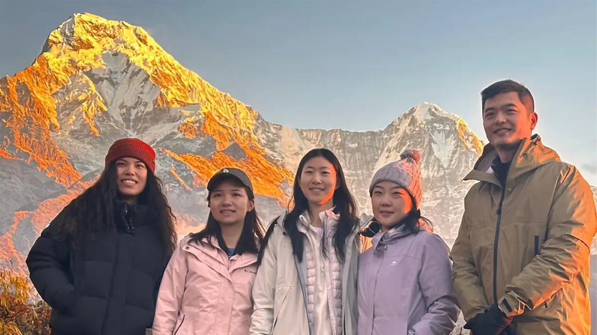 Annapurna Himalaya view, Annapurna south and Hiunchuli from Tadapani Nepal.