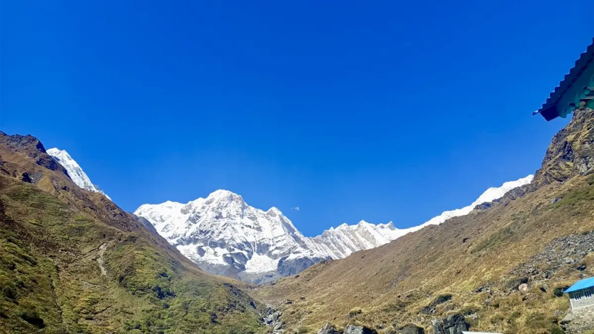 view of annapurna I, annapurna base camp trek in Nepal