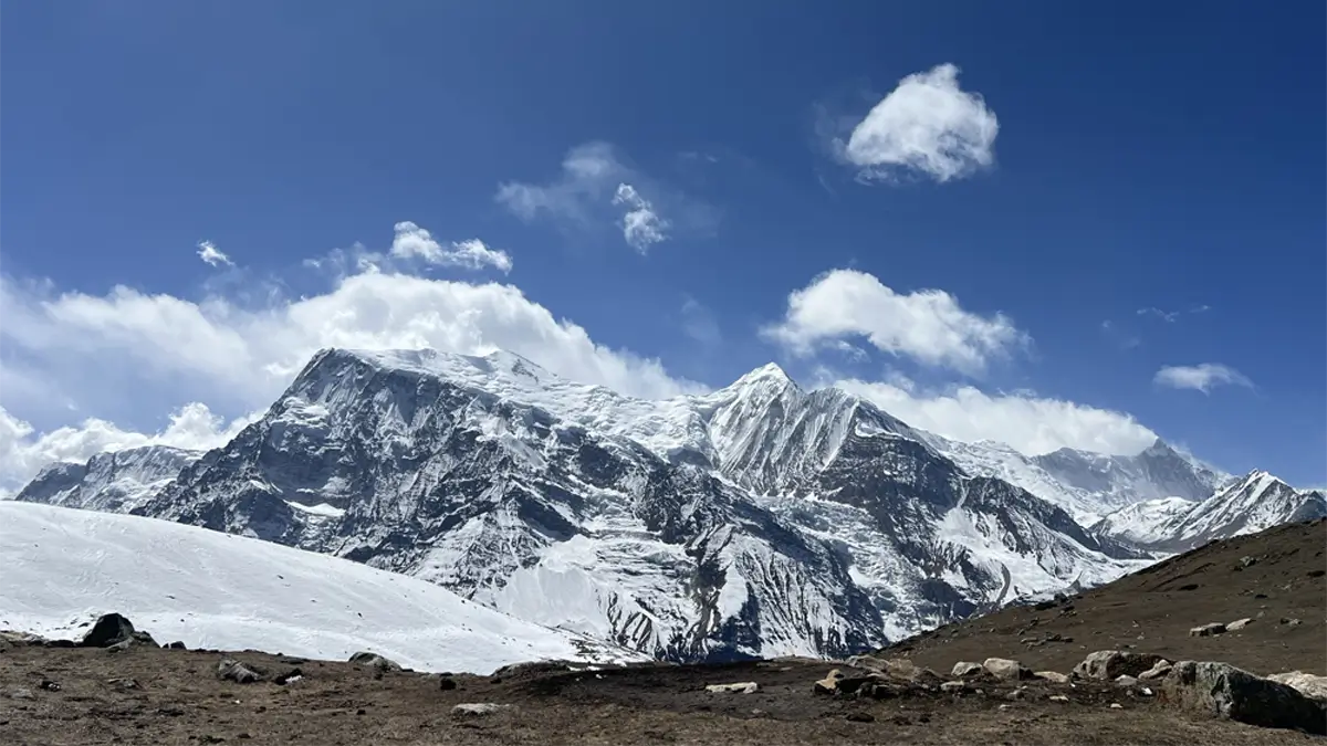 Annapurna III, and Gangapurna mountain peak view near by the upper Nawal, during the trekking to Annapurna Circuit thorong La Pass in Nepal
