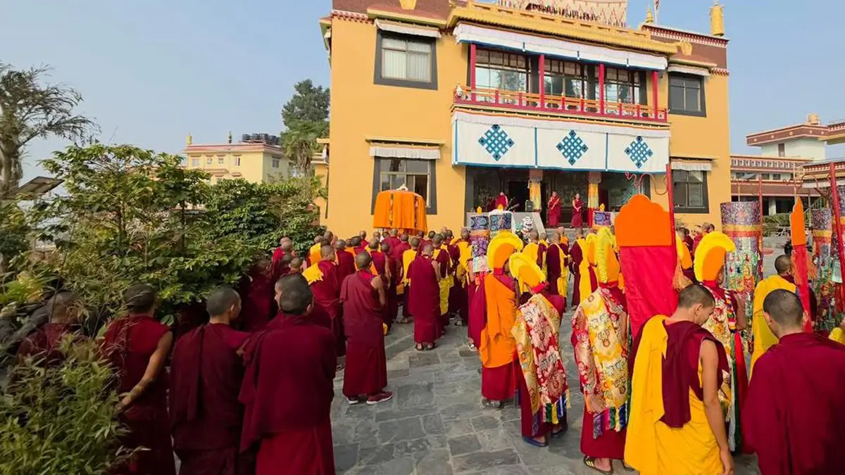 buddhist monks ceremony in the Kapan monastery Kathmandu