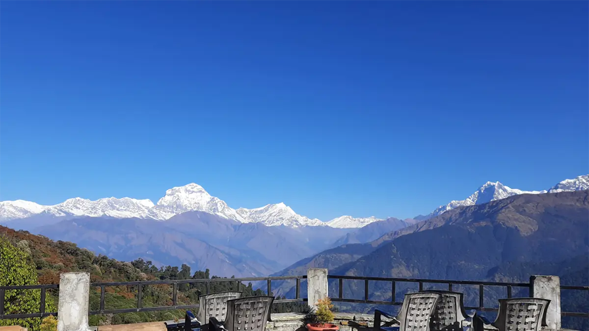 annapurna and dhaulagiri mountain view from ghorepani nepal