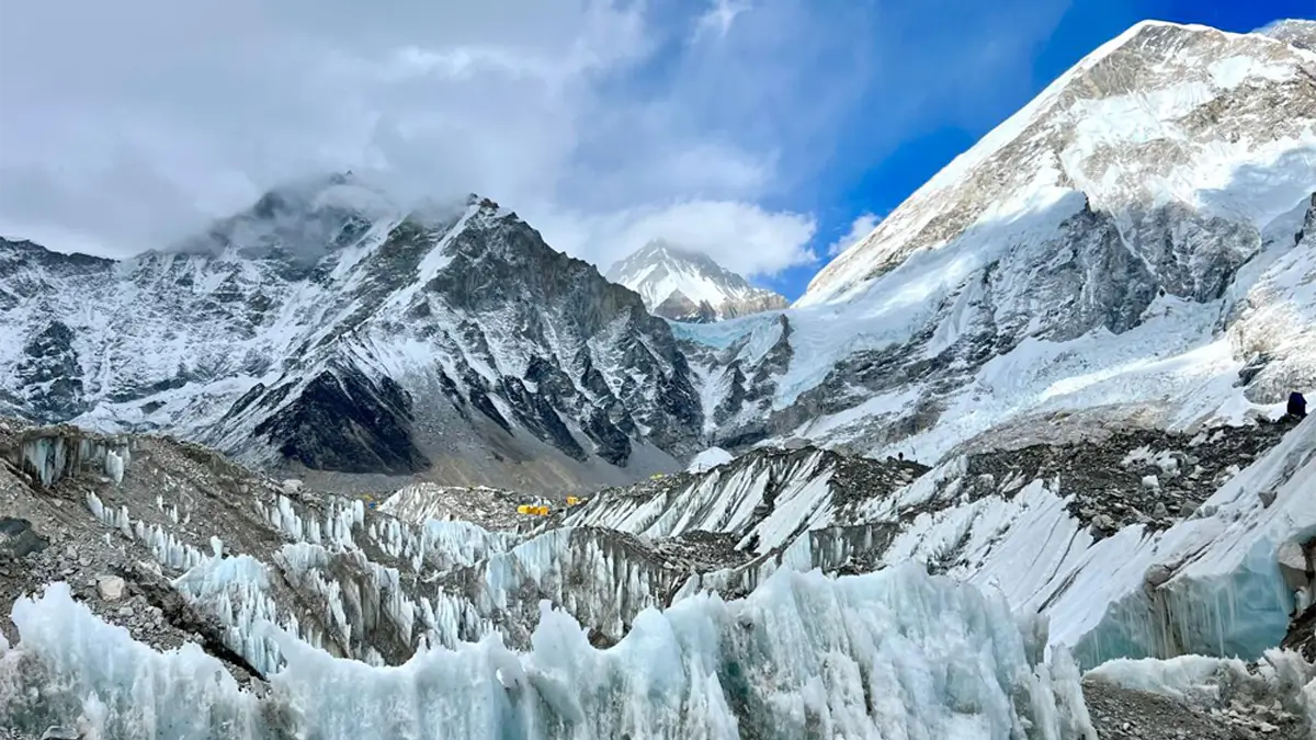 ice on the Everest base camp 5,364m in Nepal