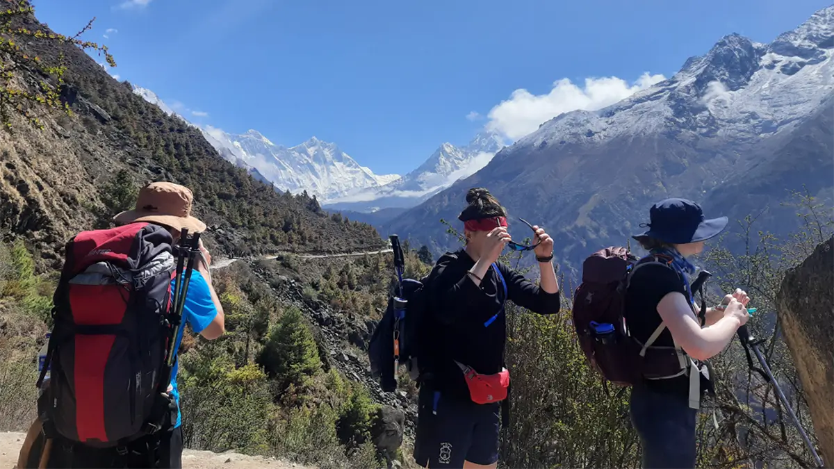 enjoying the everest view little below from the everest view hotel in solu khumbu nepal