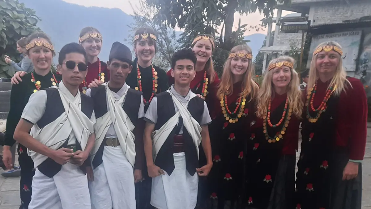 gurung cultural dress in ghandruk nepal