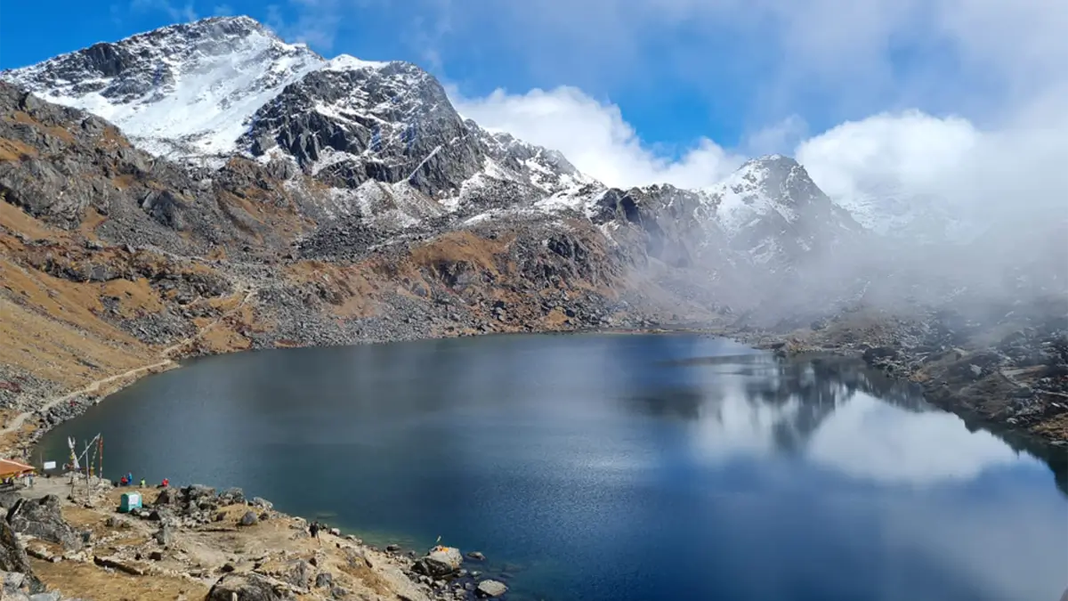 sacred high altitude lake gosaikunda in langtang Nepal