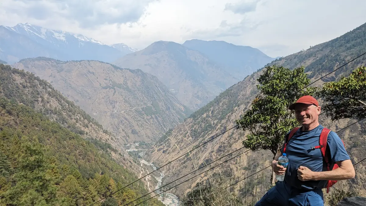 way uphill to gosailkunda lake trek in langtang
