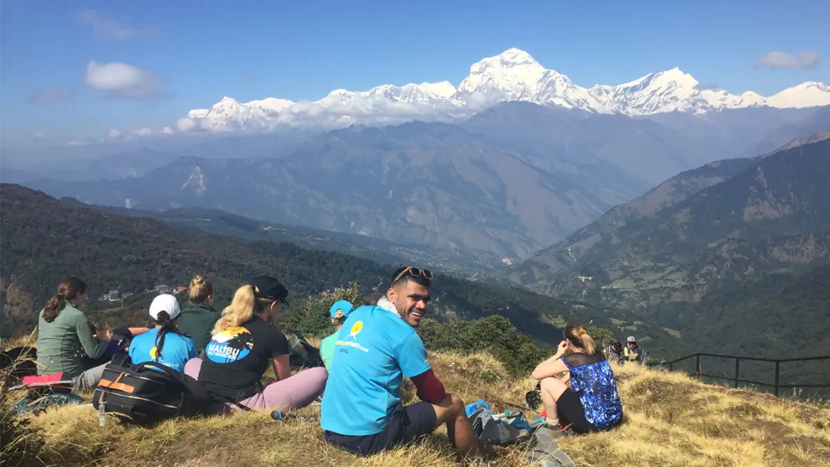 Enjoying the Annapurna Himalayas view from thapla danda including gurja peak, dhaulaguru peak, tukuche peak and more