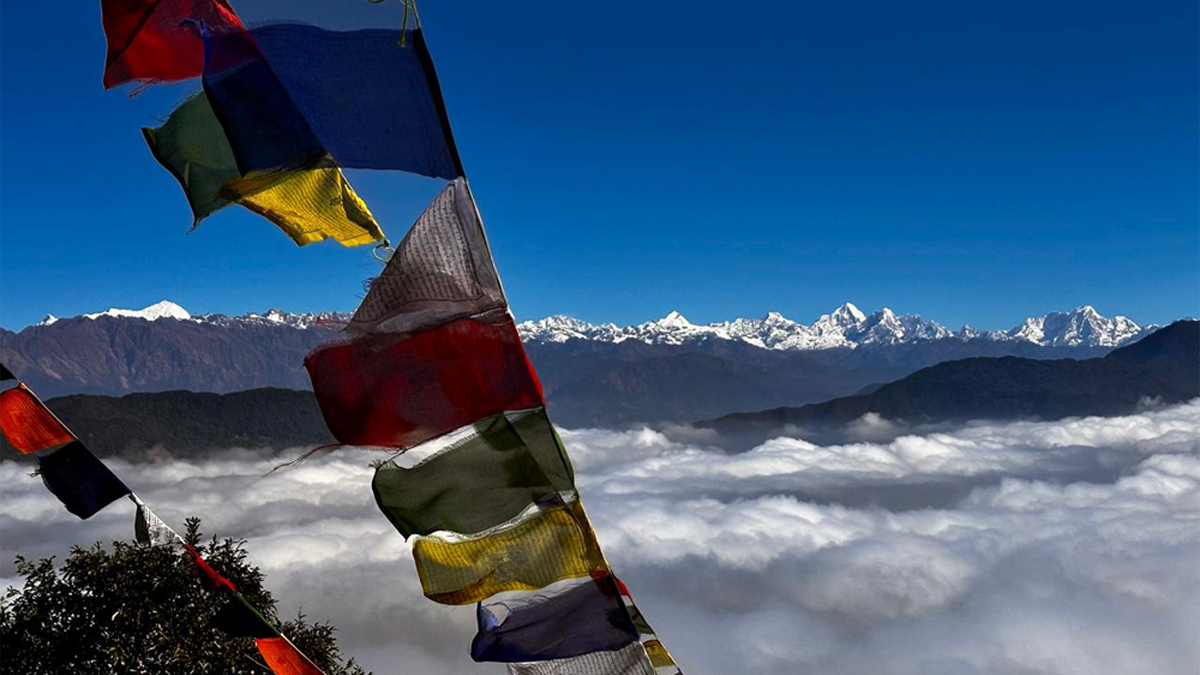 snow capped mountain himalaya view from jamacho nagarjun hill Kathmandu
