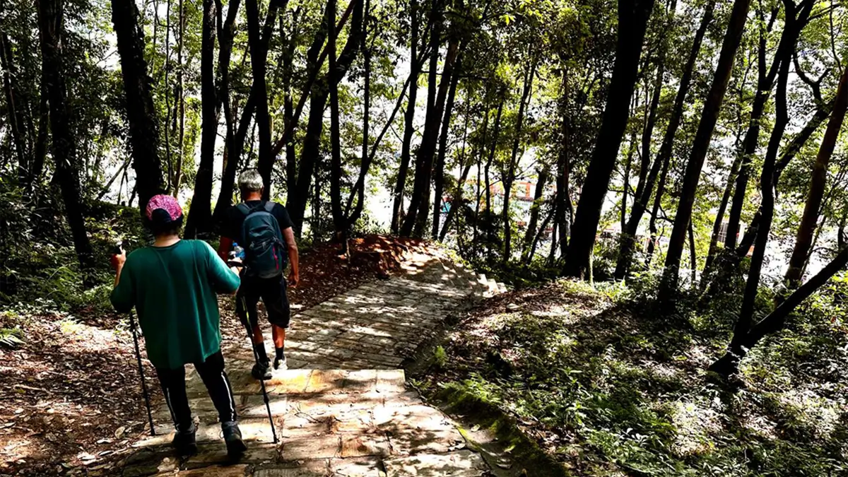 downhill walking in the jamacho hilll hiking in Kathmandu