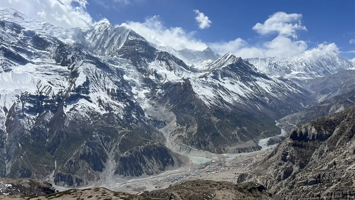 Annapurna III, and Gangapurna mountain view near by Manang during the Annapurna Circuit Trek