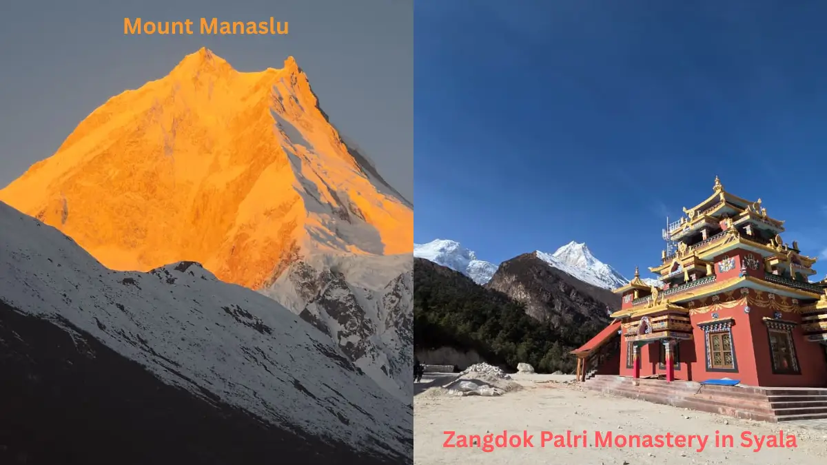 Mount Manaslu and Zangdok Palri Monastery in Syala Nepal
