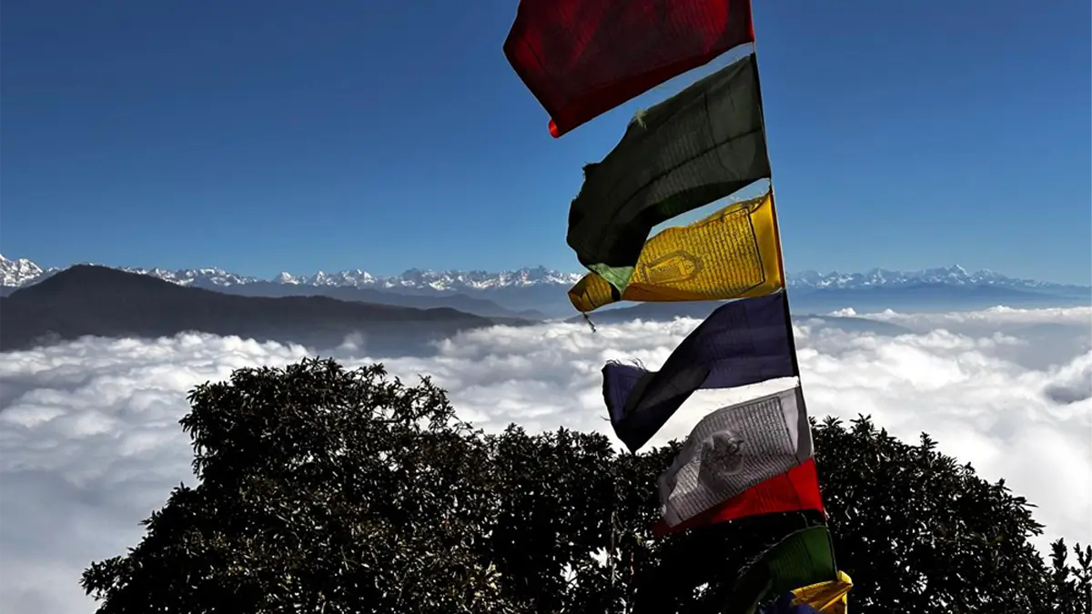 Himalaya mountain view from Jamacho Nagarjun Hill, Day hike in Kathmandu Nepal
