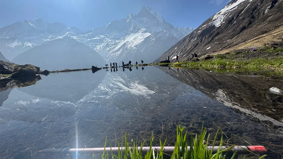 Mount Fishtail Machhapuchare himalaya view from Annapurna base camp ABC in Nepal