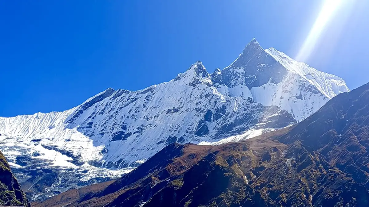 Mt. fishtail view from Annapurna base camp ABC Nepal
