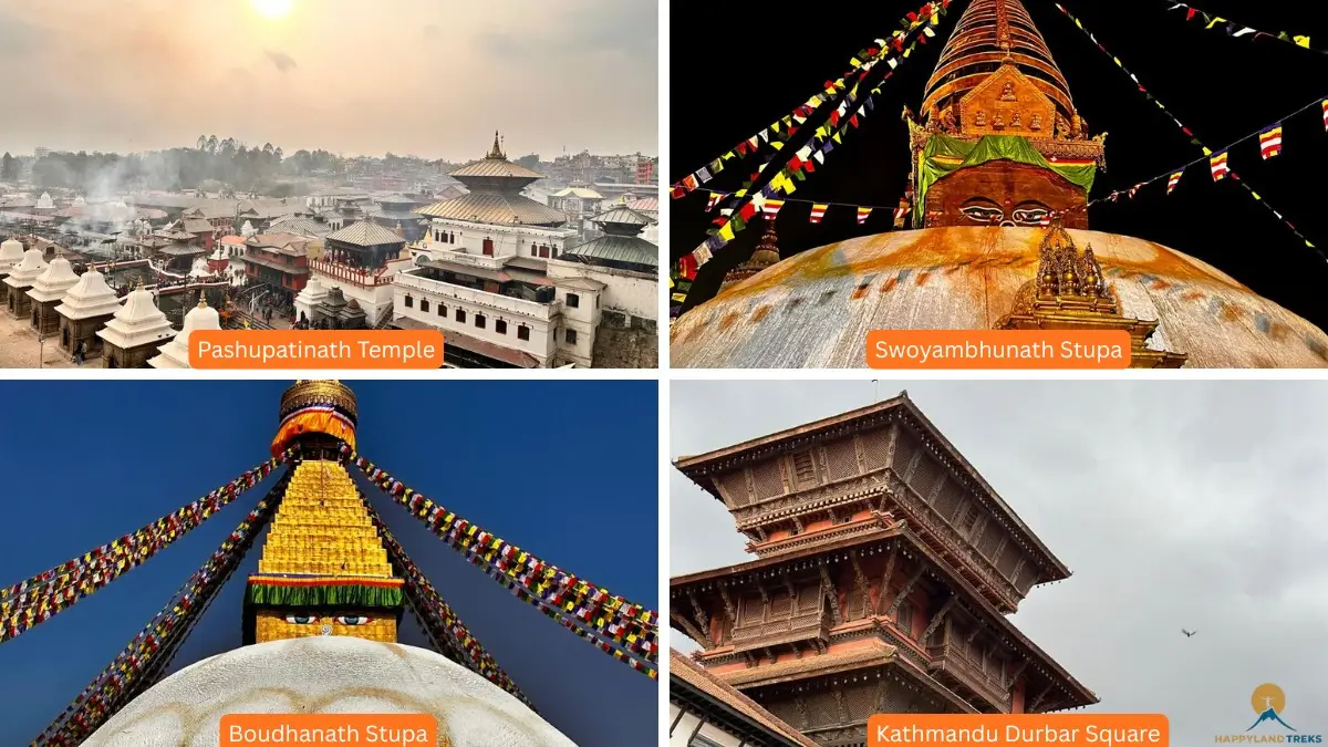 kathmandu city sightseeing tour in pashupati nath temple, swoyambunath stupa, boudha stupa, and kathmandu durbar square