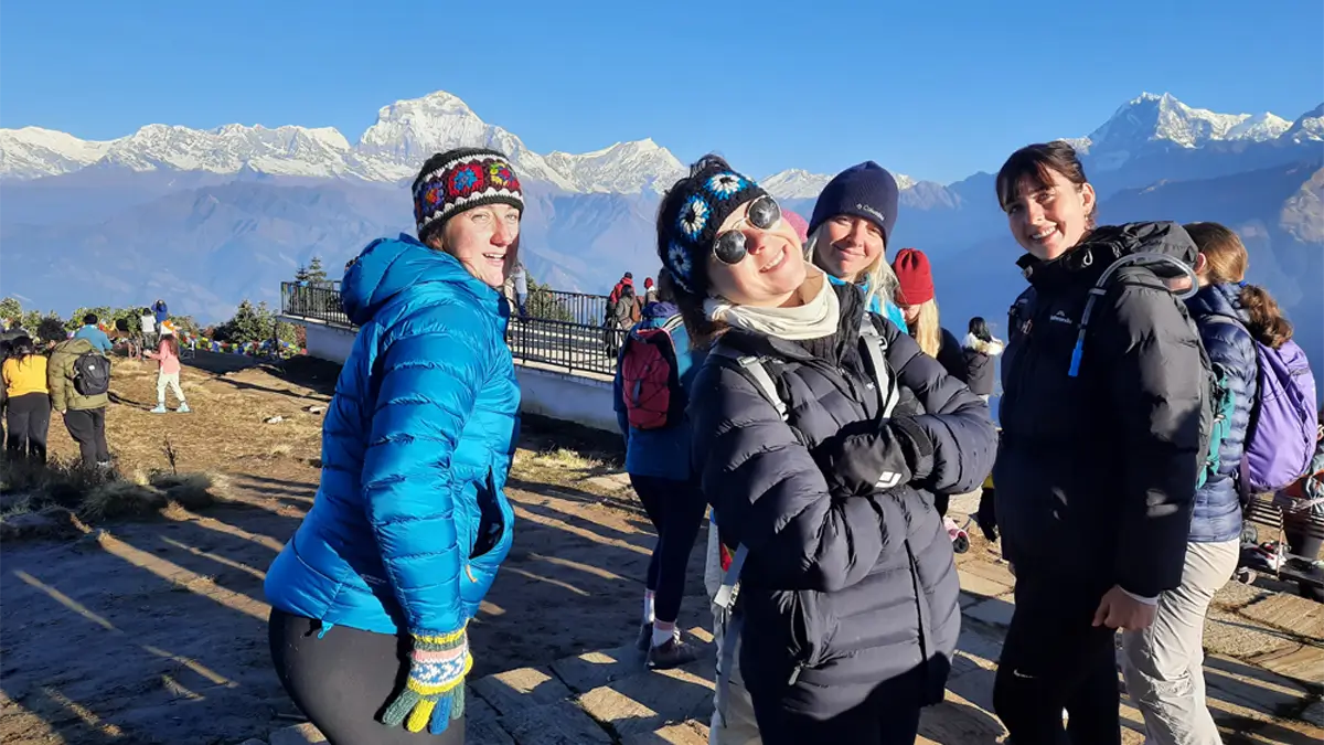 enjoying the mountain view from poon hill annapurna