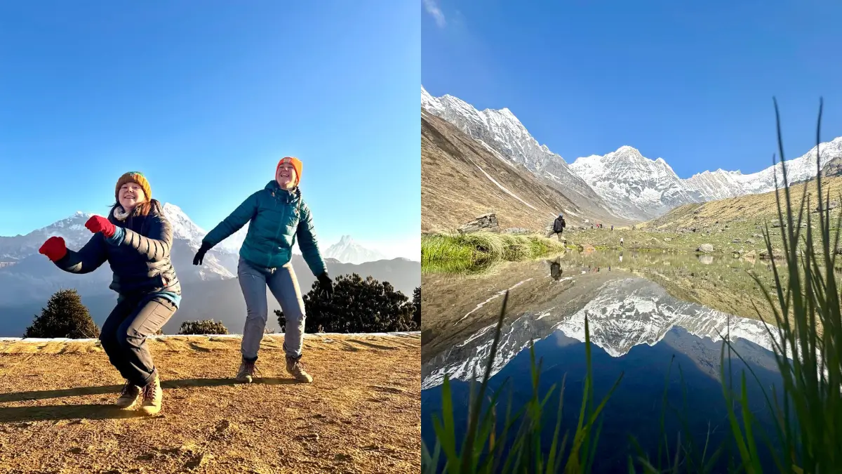 trekking route to annapurna base camp via poon hill view and annapurna himalayas