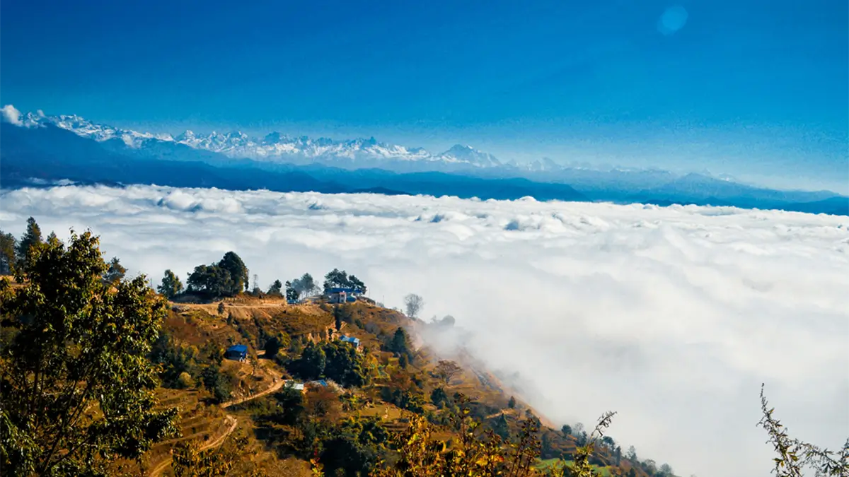 above the cloud himalaya view from nagarkot nepal