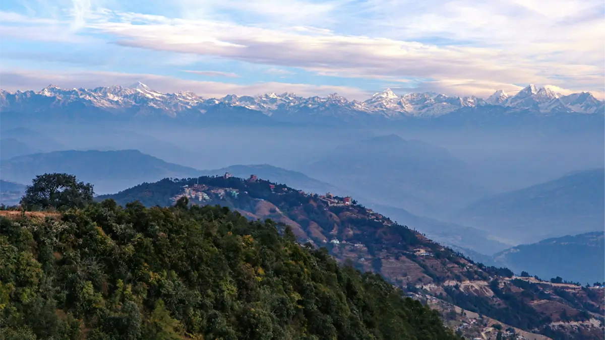 himalaya mountain view from nagarkot nepal
