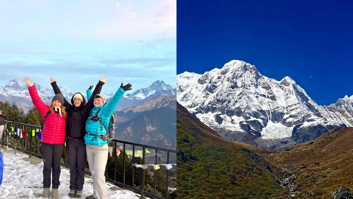 Mountain view from Poon Hill and Annapurna base camp in Nepal